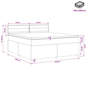 Κρεβάτι box spring με στρώμα Taupe 140 x 200 cm Ύφασμα - Pakobazaar