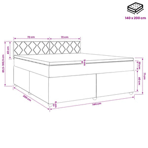 Κρεβάτι box spring με στρώμα Σκούρο Γκρι 140 x 200 cm Ύφασμα - Pakobazaar
