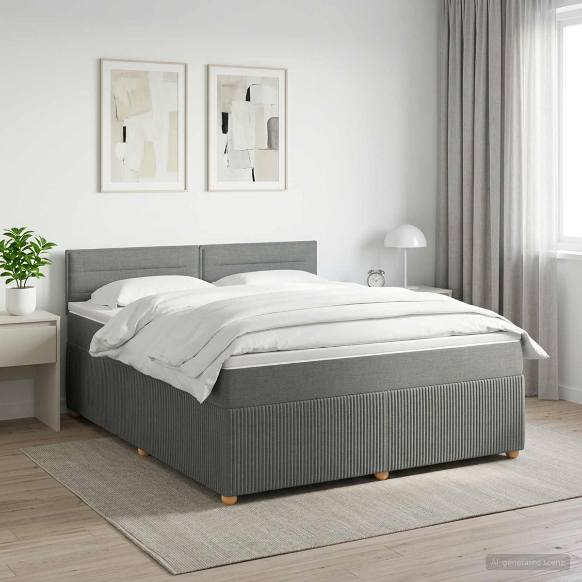 Κρεβάτι box spring με στρώμα Σκούρο Γκρι 180 x 200 cm Ύφασμα