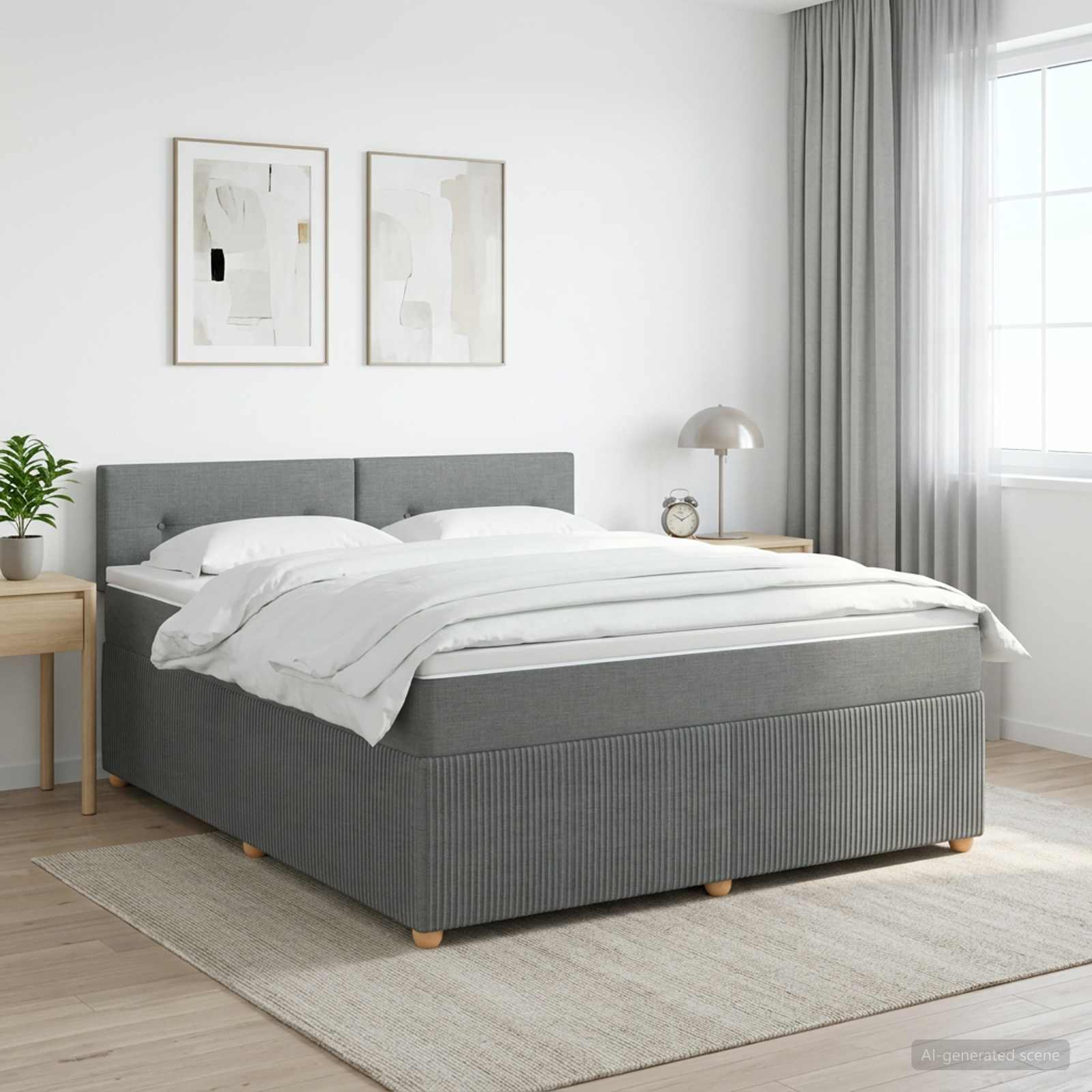 Κρεβάτι box spring με στρώμα Σκούρο Γκρι 180 x 200 cm Ύφασμα