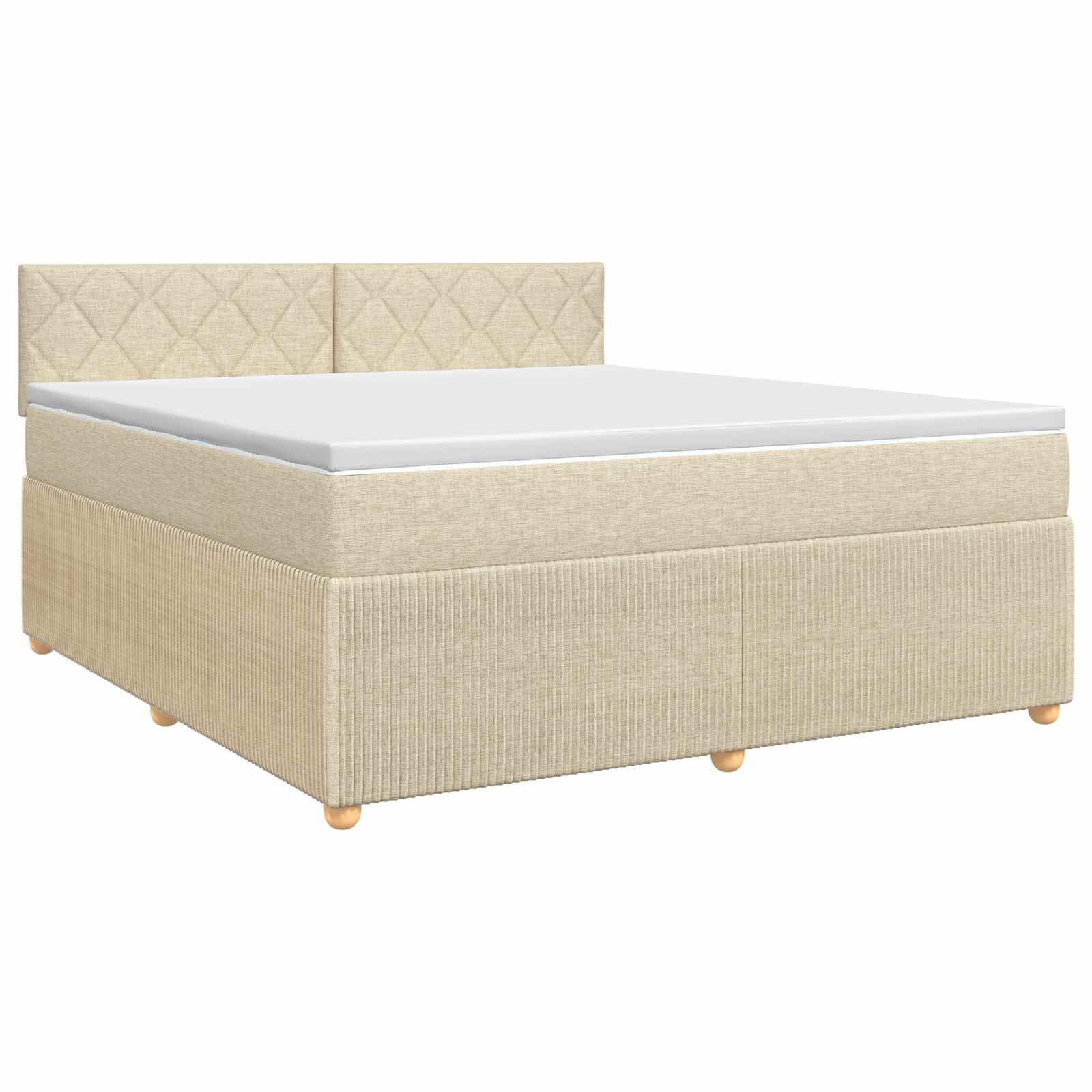 Κρεβάτι box spring με στρώμα Κρεμ 180 x 200 cm Ύφασμα - Pakobazaar