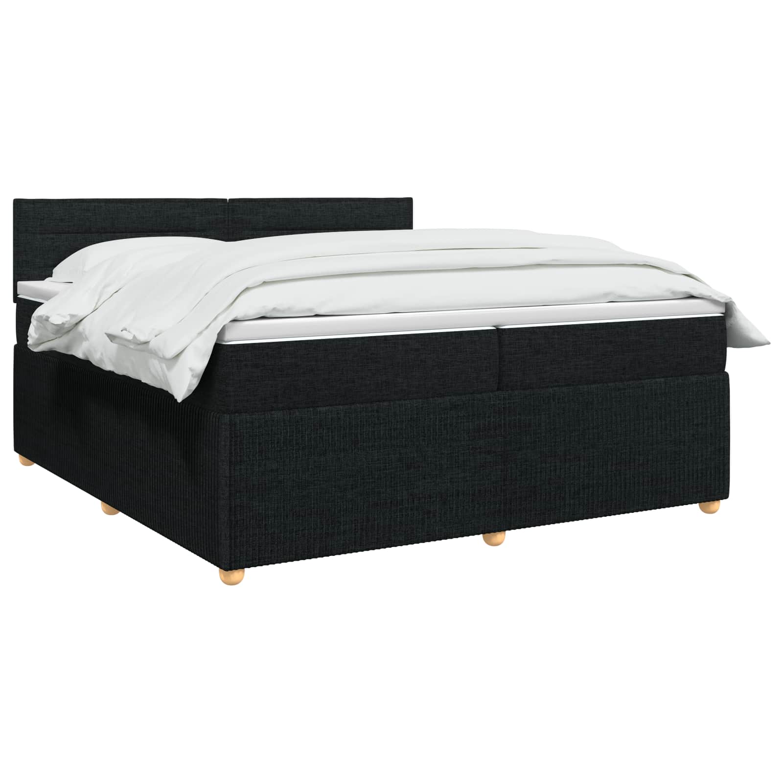 Κρεβάτι box spring με στρώμα Μαύρο 200 x 200 cm Ύφασμα - Pakobazaar