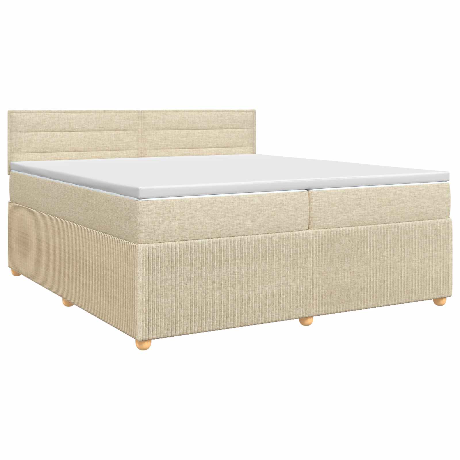 Κρεβάτι box spring με στρώμα Κρεμ 200 x 200 cm Ύφασμα