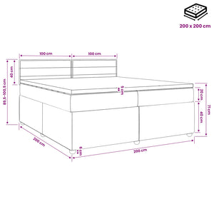 Κρεβάτι box spring με στρώμα Μπλε 200 x 200 cm Ύφασμα