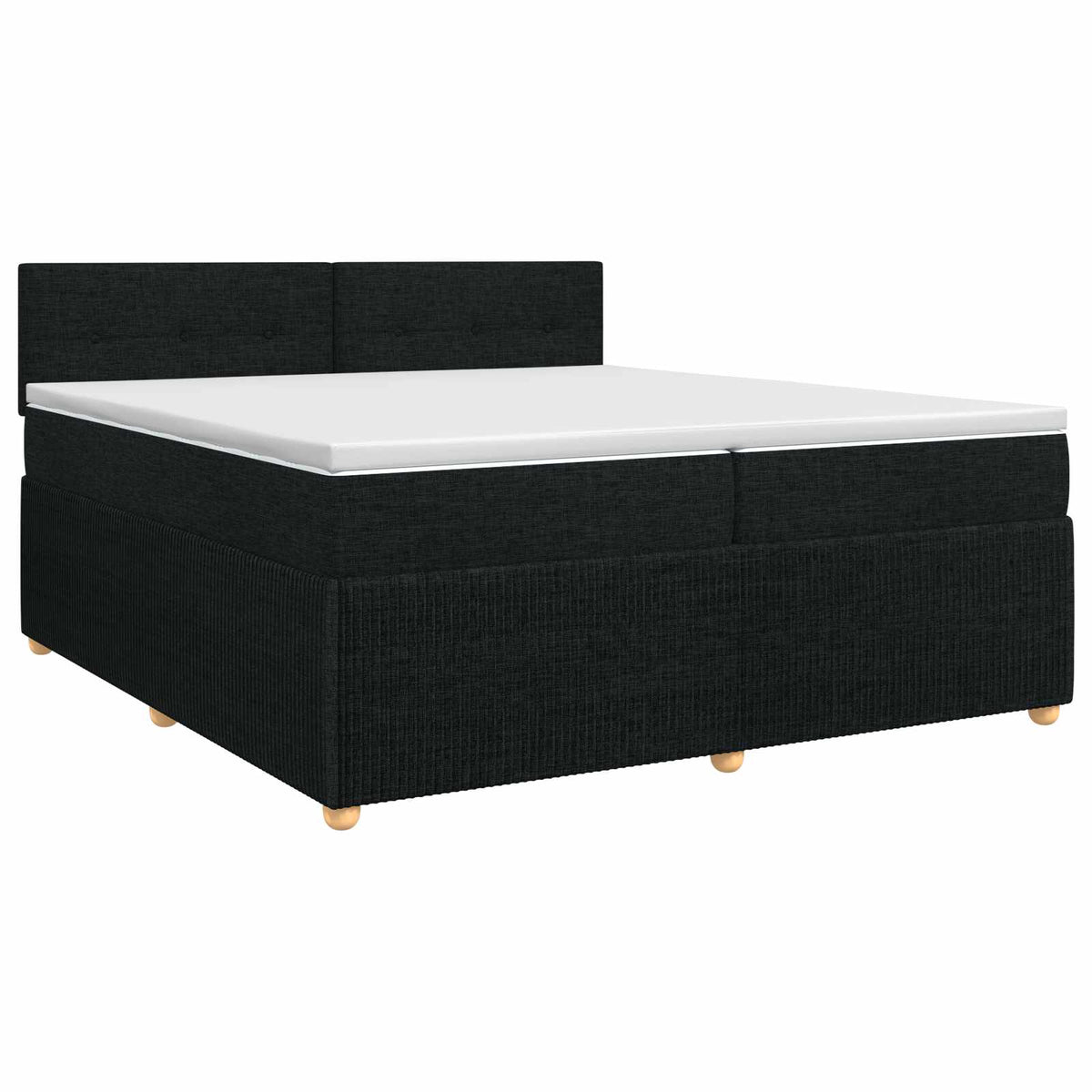 Κρεβάτι box spring με στρώμα Μαύρο 200 x 200 cm Ύφασμα - Pakobazaar