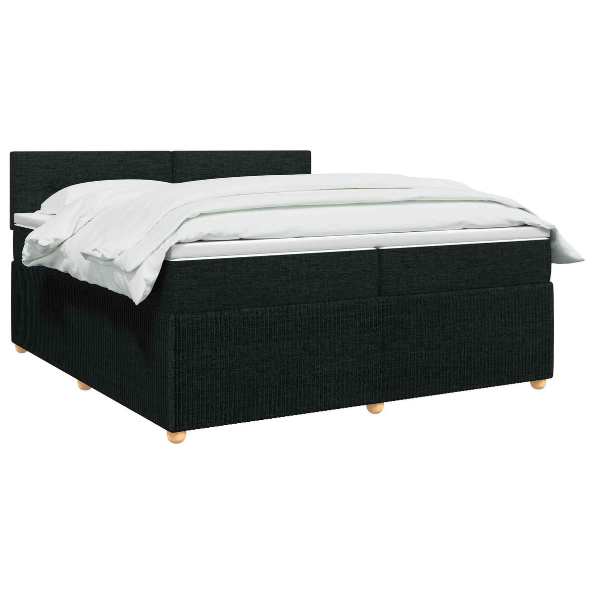 Κρεβάτι box spring με στρώμα Μαύρο 200 x 200 cm Ύφασμα - Pakobazaar