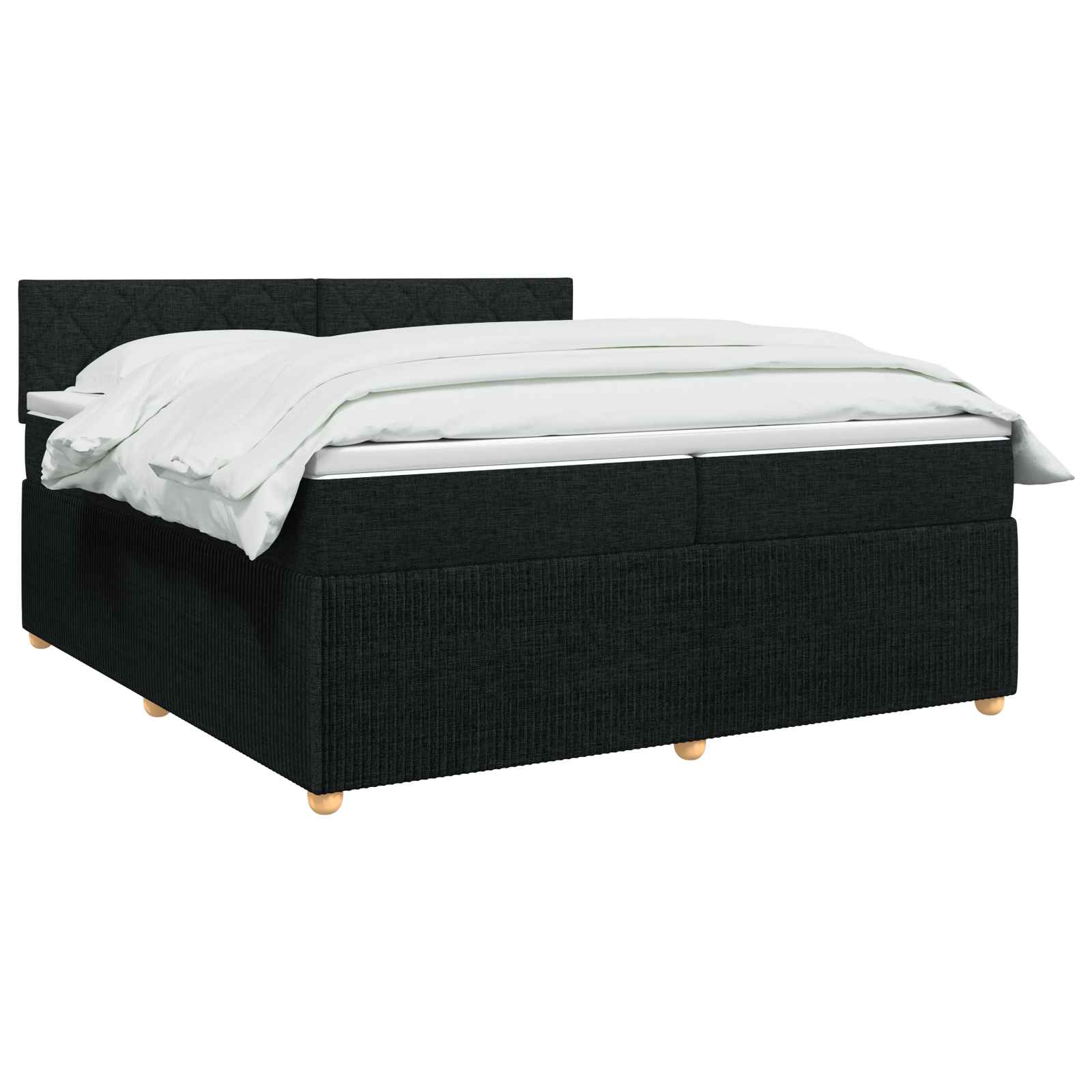 Κρεβάτι box spring με στρώμα Μαύρο 200 x 200 cm Ύφασμα