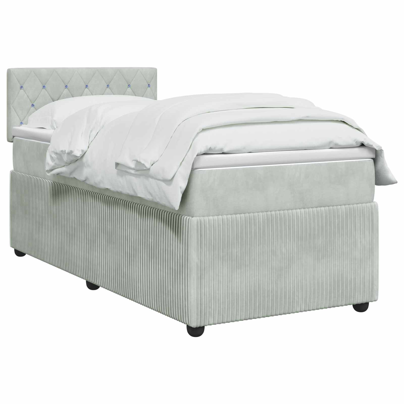 Κρεβάτι box spring με στρώμα Ανοιχτό γκρι 80 x 200 cm Βελούδο - Pakobazaar