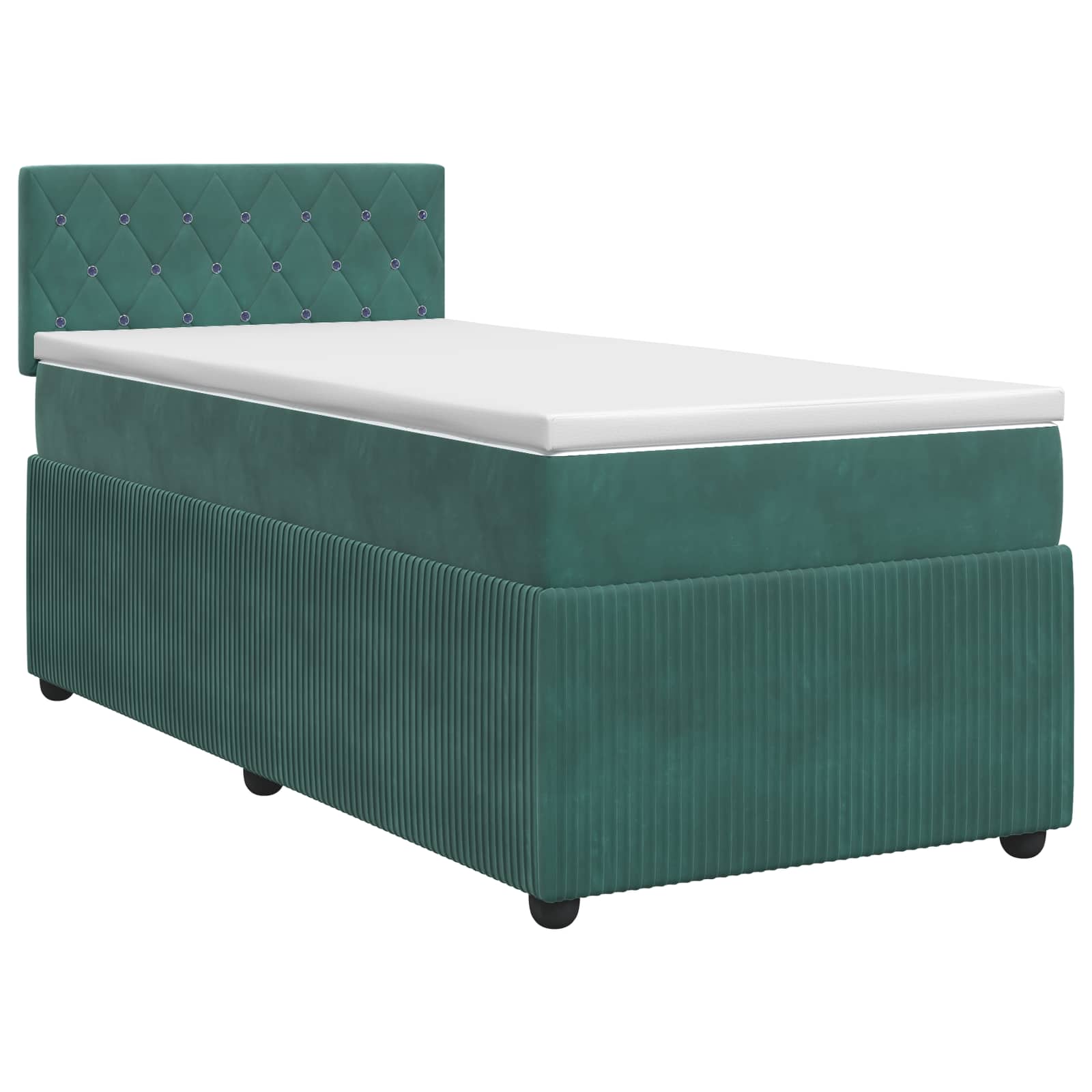 Κρεβάτι box spring με στρώμα Σκούρο Πράσινο 80 x 200 cm Βελούδο - Pakobazaar