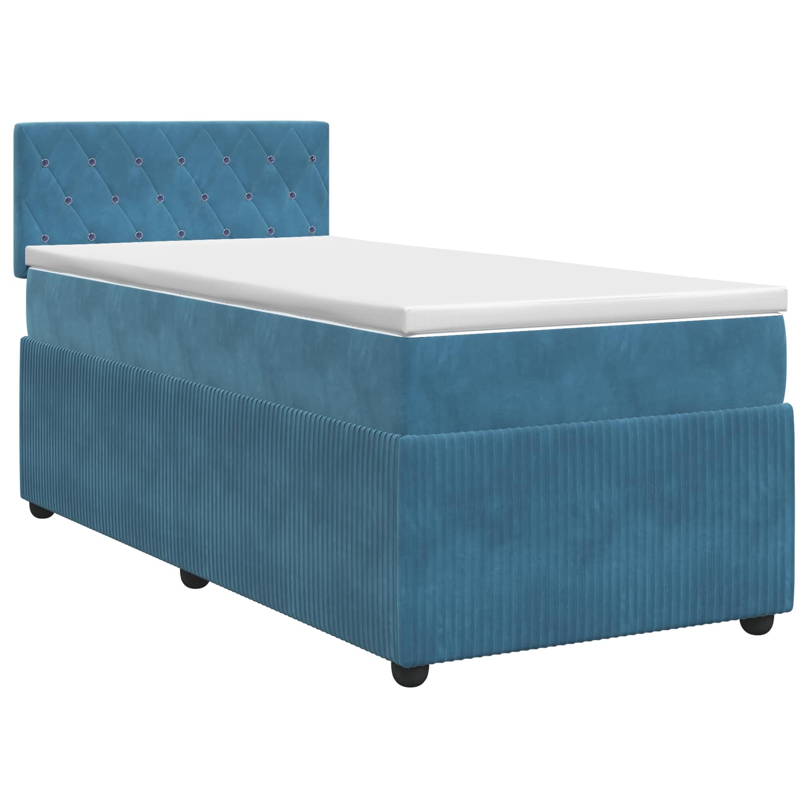 Κρεβάτι box spring με στρώμα Σκούρο Μπλε 80 x 200 cm Βελούδο - Pakobazaar