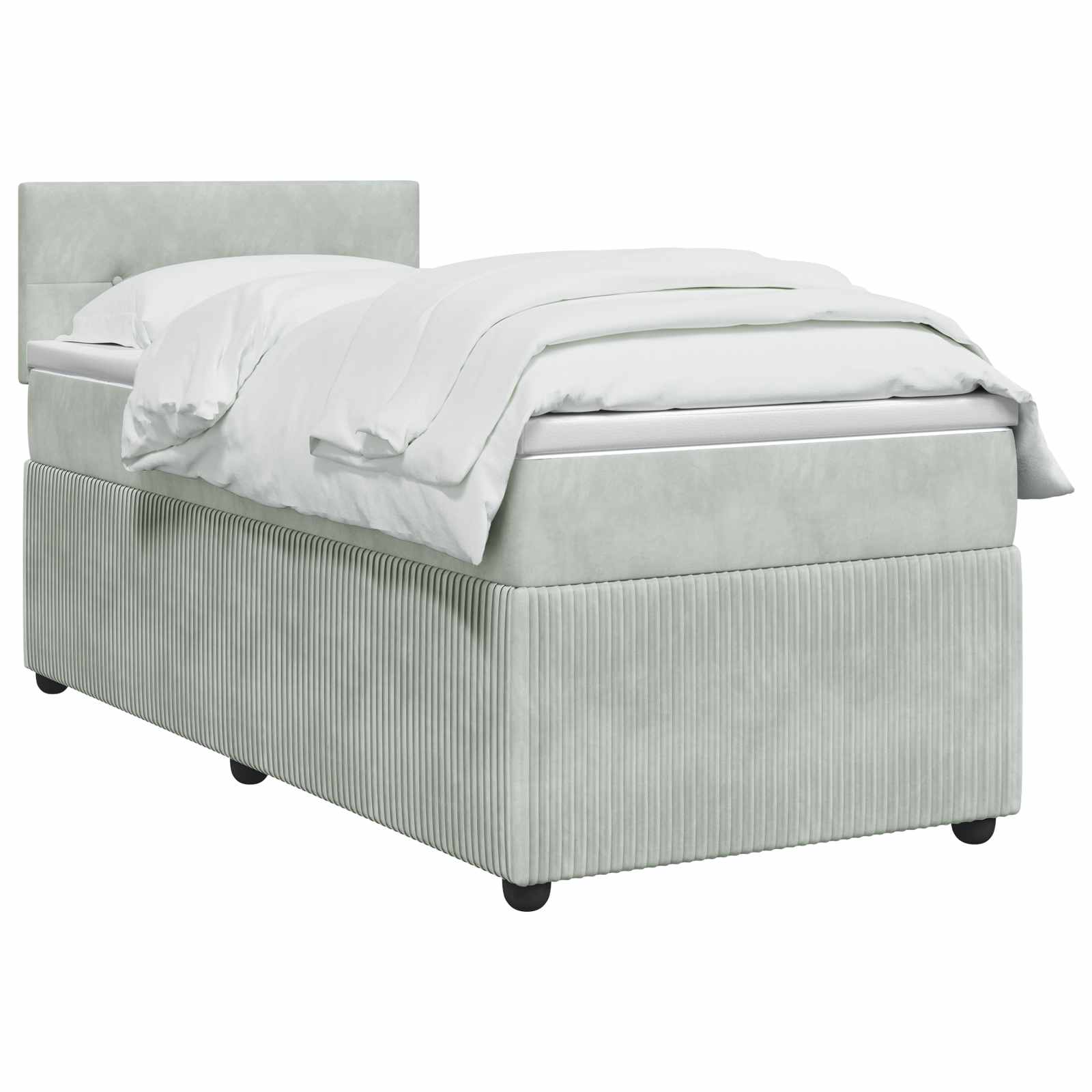 Κρεβάτι box spring με στρώμα Ανοιχτό γκρι 80 x 200 cm Βελούδο - Pakobazaar