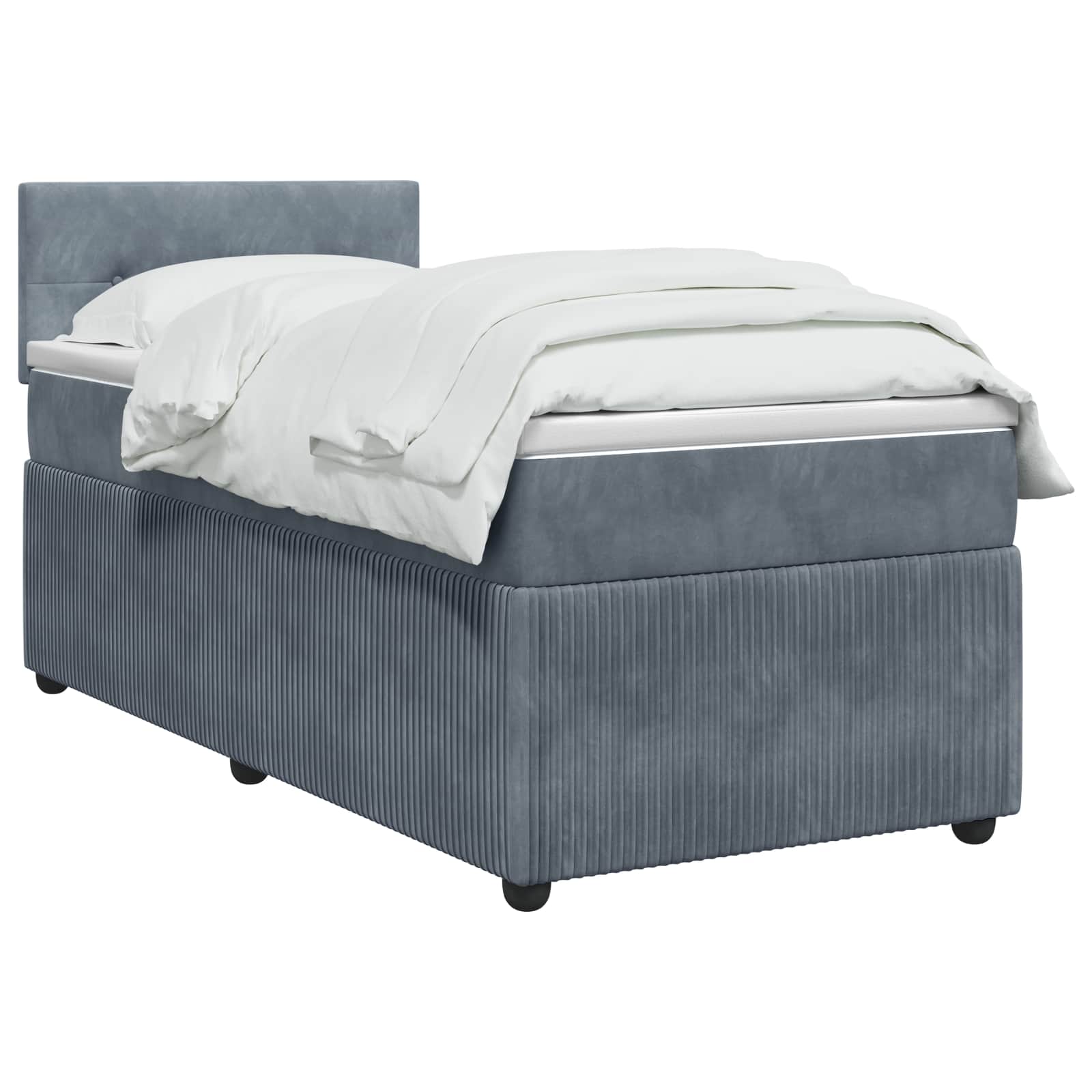 Κρεβάτι box spring με στρώμα Σκούρο Γκρι 80 x 200 cm Βελούδο - Pakobazaar