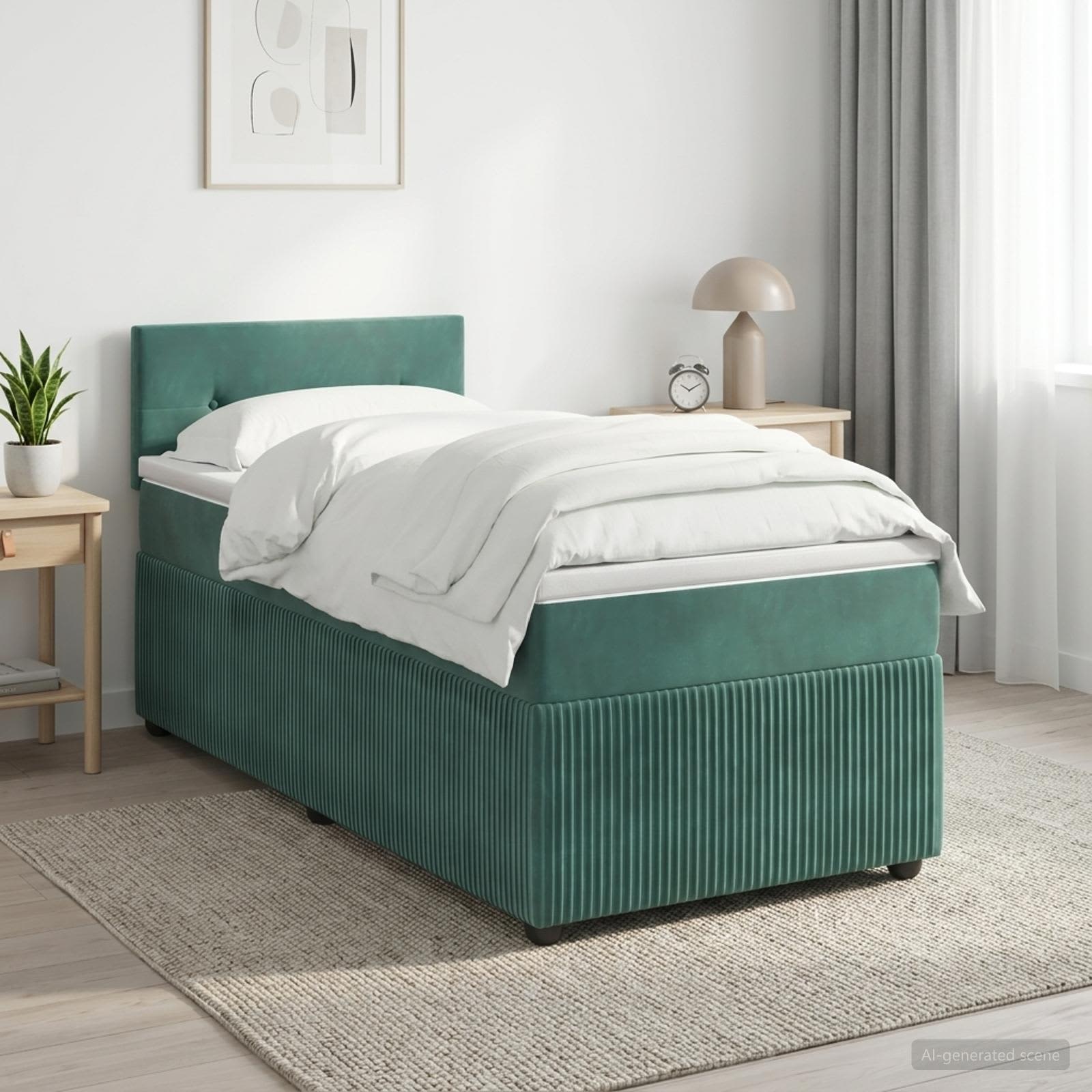 Κρεβάτι box spring με στρώμα Σκούρο Πράσινο 100 x 200 cm - Pakobazaar