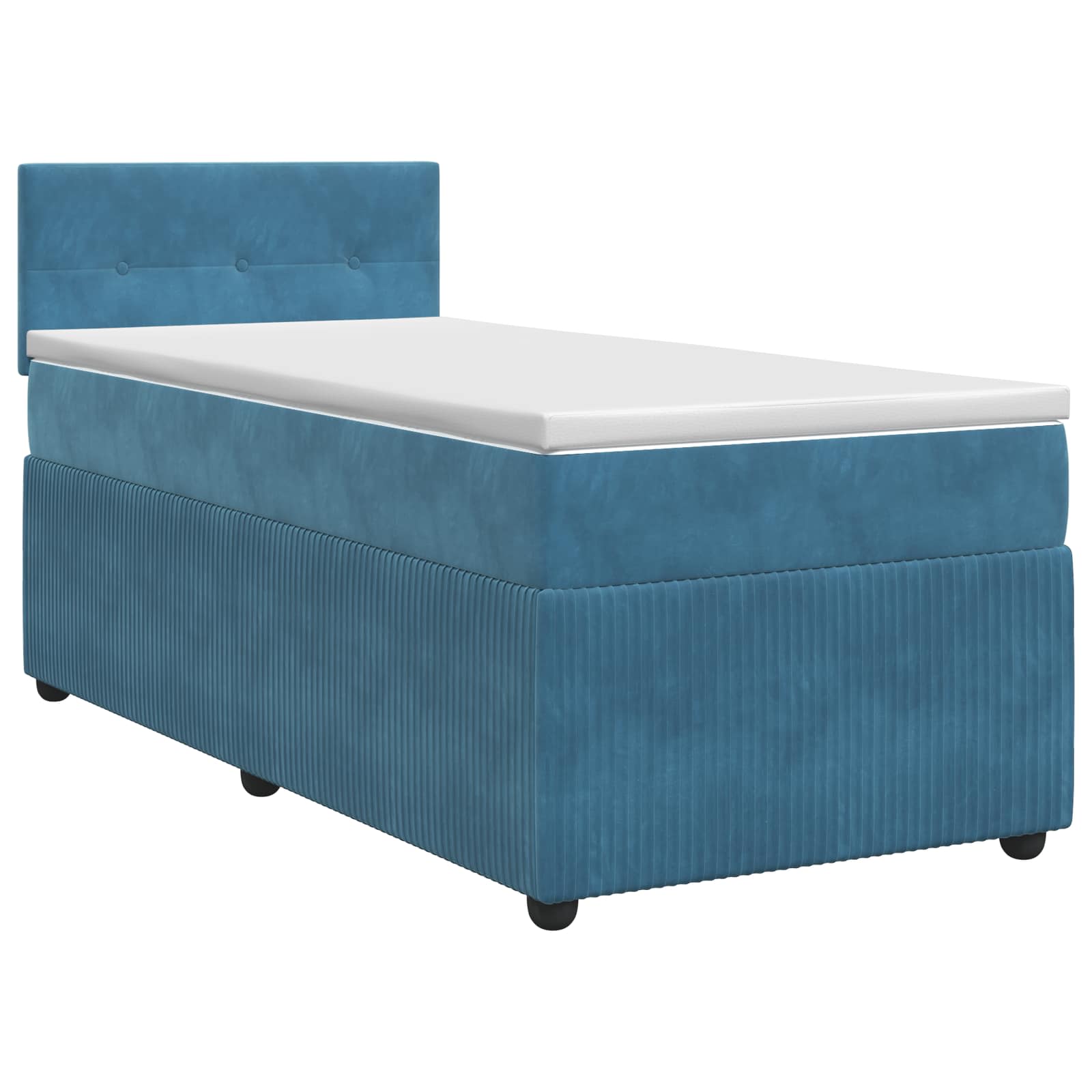Κρεβάτι box spring με στρώμα Σκούρο Μπλε 80 x 200 cm Βελούδο - Pakobazaar