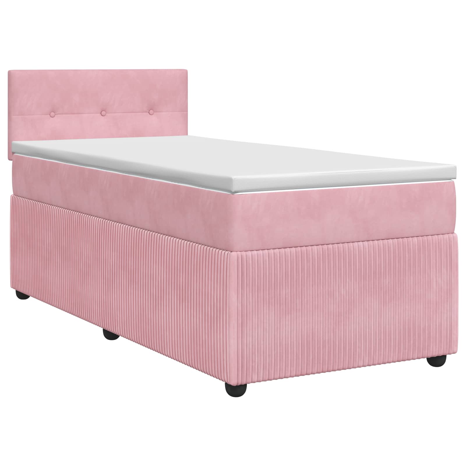 Κρεβάτι box spring με στρώμα Ροζ 80 x 200 cm Βελούδο - Pakobazaar