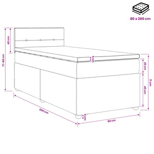 Κρεβάτι box spring με στρώμα Ροζ 80 x 200 cm Βελούδο - Pakobazaar