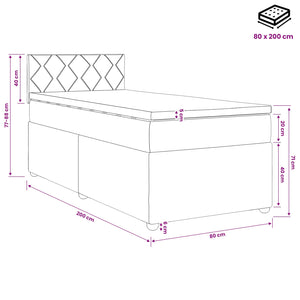 Κρεβάτι box spring με στρώμα Σκούρο Μπλε 80 x 200 cm Βελούδο - Pakobazaar