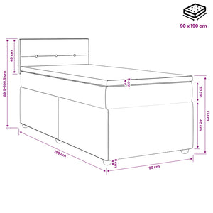 Κρεβάτι box spring με στρώμα Ροζ 90 x 190 cm Βελούδο - Pakobazaar