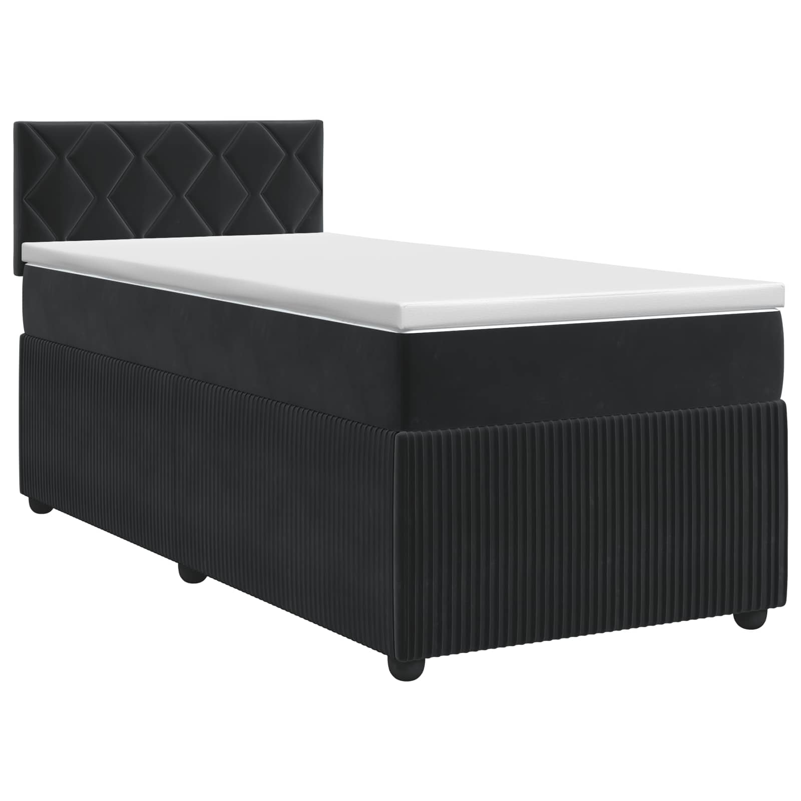 Κρεβάτι box spring με στρώμα Μαύρο 90 x 190 cm Βελούδο - Pakobazaar