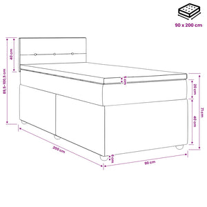 Κρεβάτι box spring με στρώμα Ροζ 90 x 200 cm Βελούδο - Pakobazaar