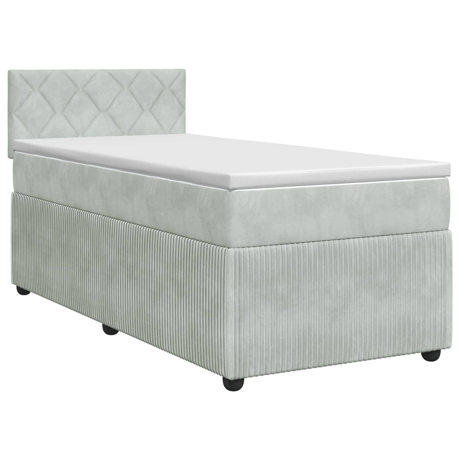 Κρεβάτι box spring με στρώμα Ανοιχτό γκρι 90 x 200 cm Βελούδο - Pakobazaar