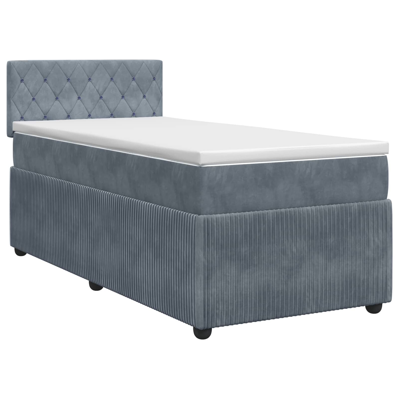 Κρεβάτι box spring με στρώμα Σκούρο Γκρι 100 x 200 cm Βελούδο