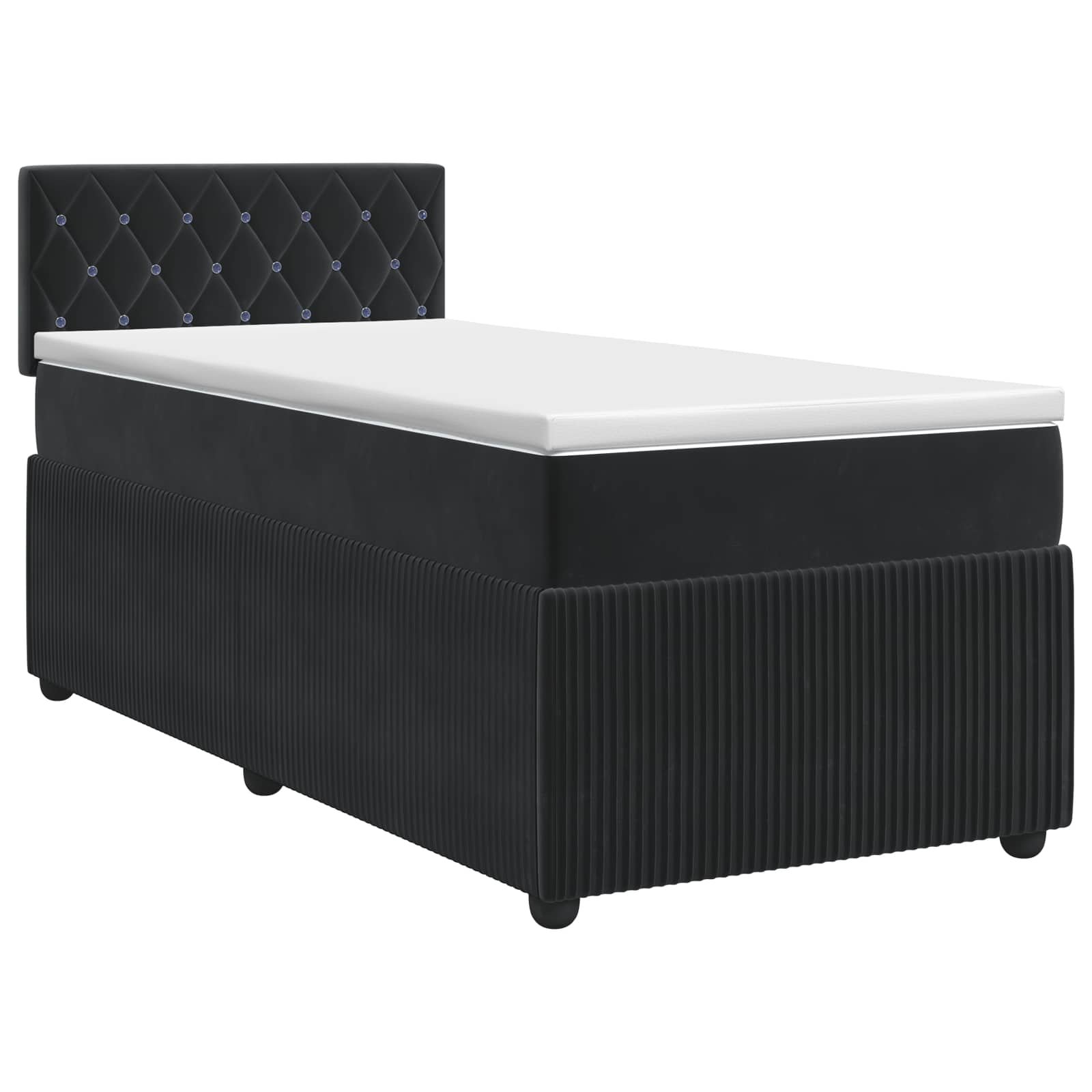 Κρεβάτι box spring με στρώμα Μαύρο 100 x 200 cm Βελούδο