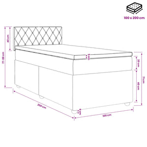 Κρεβάτι box spring με στρώμα Ροζ 100 x 200 cm Βελούδο - Pakobazaar