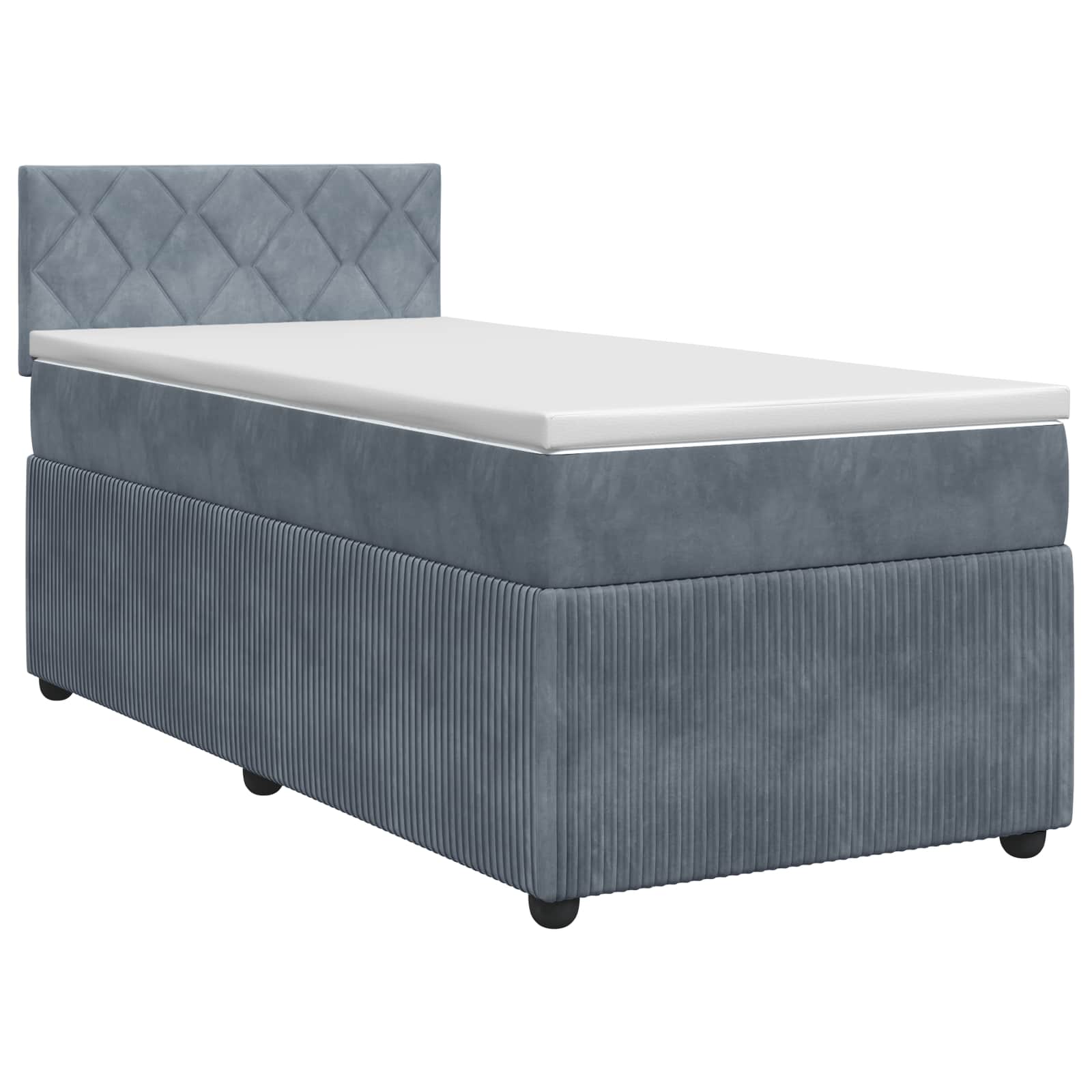 Κρεβάτι box spring με στρώμα Σκούρο Γκρι 100 x 200 cm Βελούδο