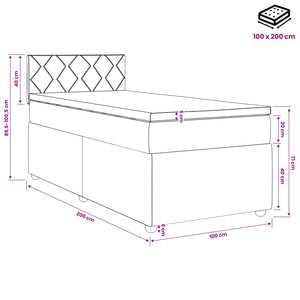 Κρεβάτι box spring με στρώμα Σκούρο Πράσινο 100 x 200 cm