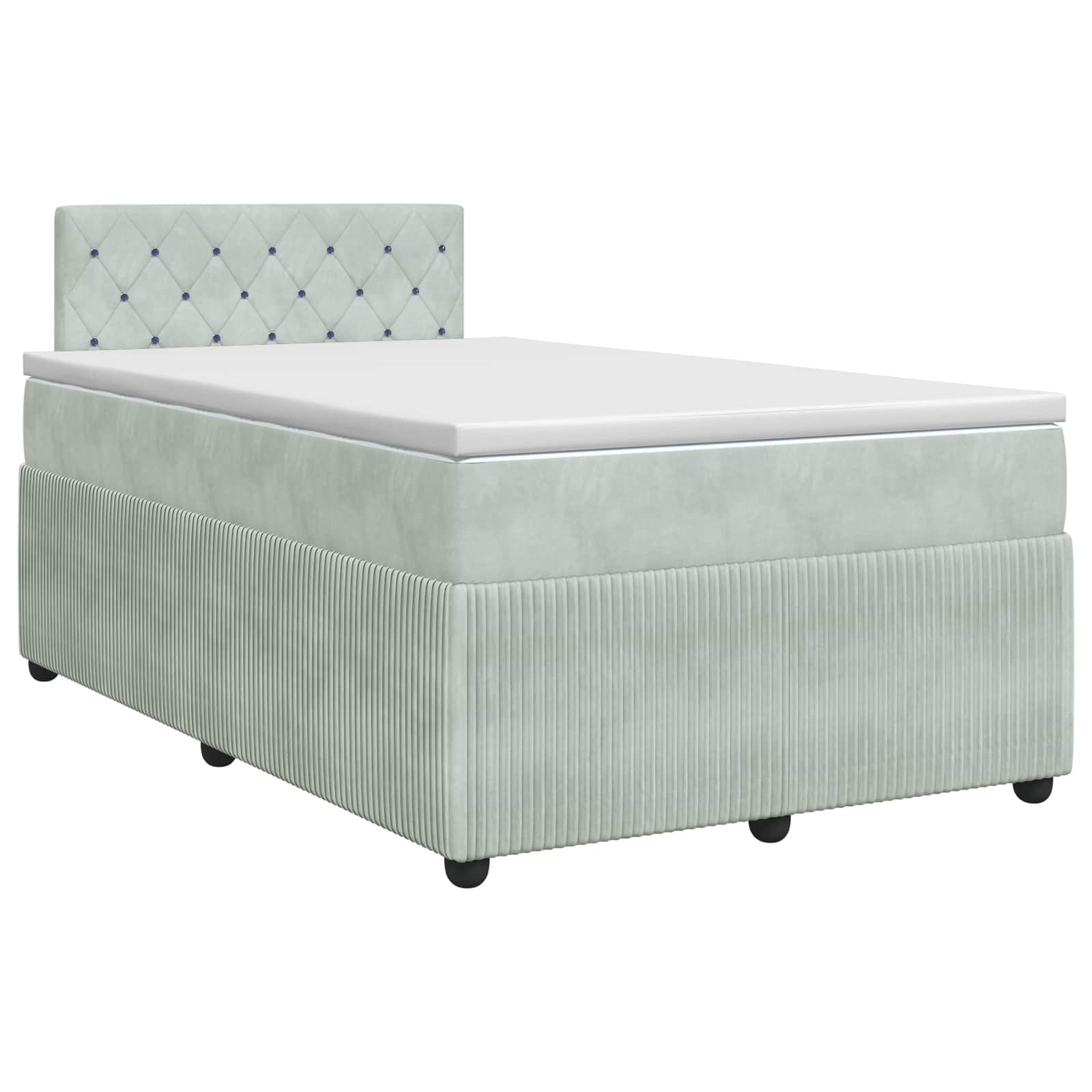 Κρεβάτι box spring με στρώμα Ανοιχτό γκρι 120 x 190 cm Βελούδο