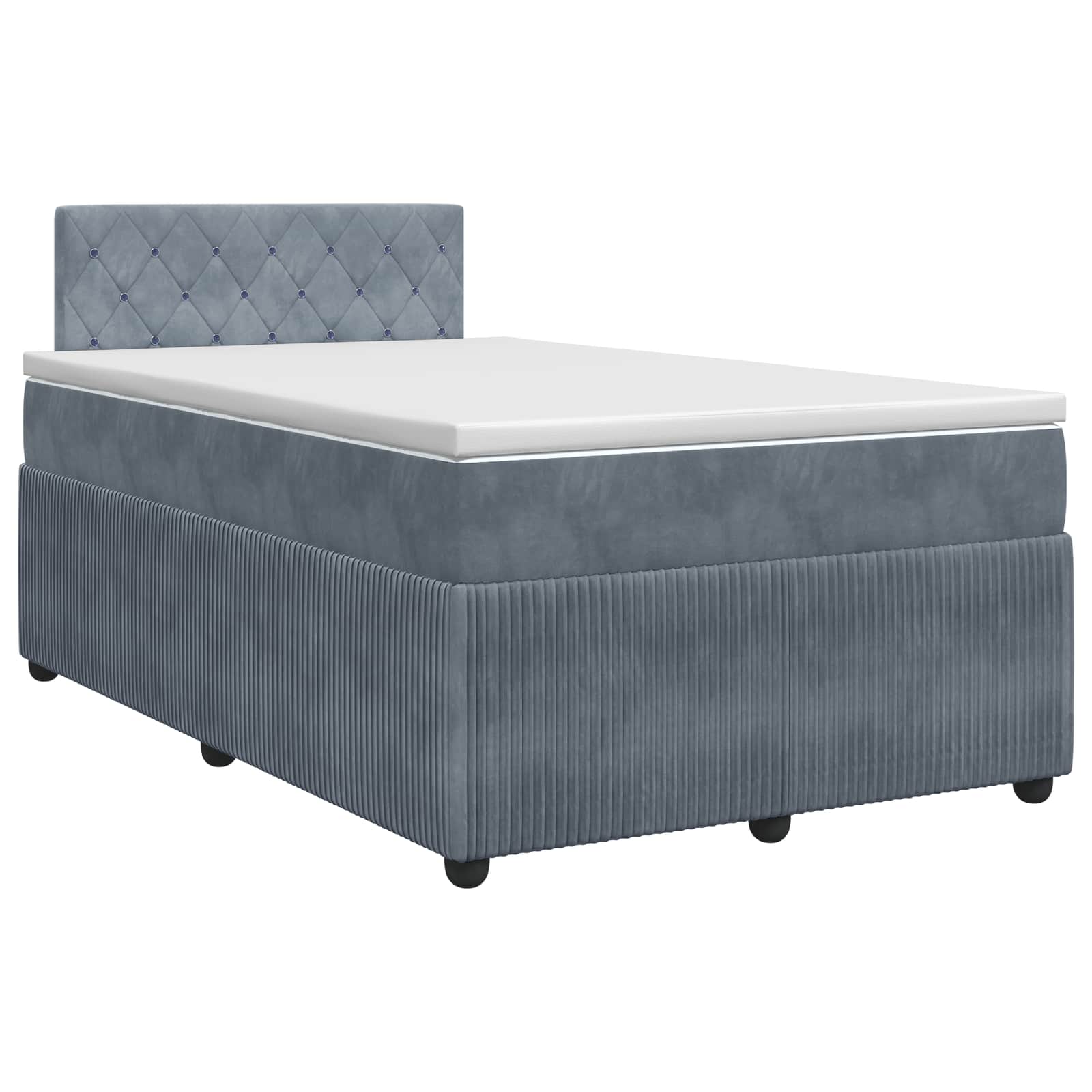 Κρεβάτι box spring με στρώμα Σκούρο Γκρι 120 x 190 cm Βελούδο
