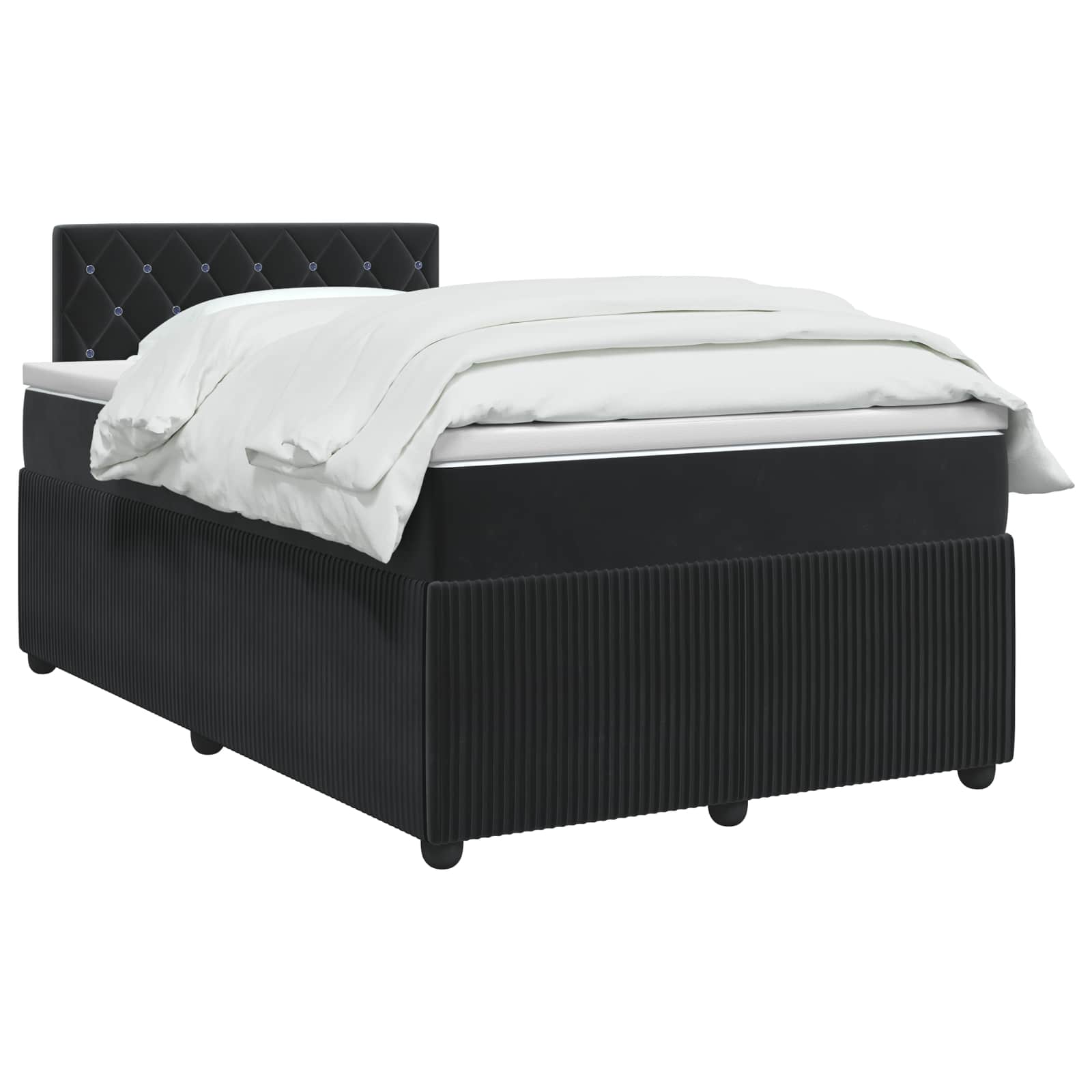 Κρεβάτι box spring με στρώμα Μαύρο 120 x 190 cm Βελούδο
