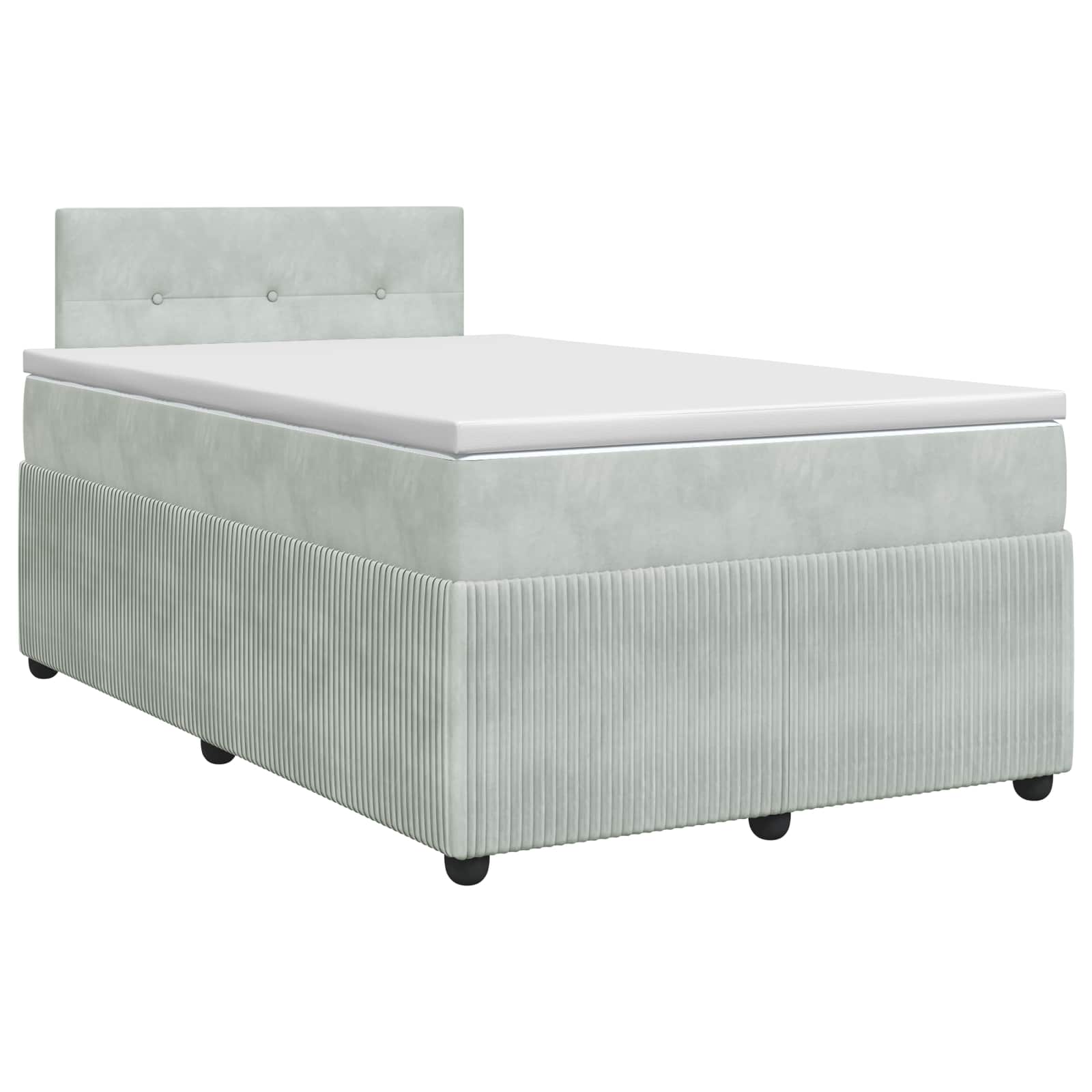 Κρεβάτι box spring με στρώμα Ανοιχτό γκρι 120 x 190 cm Βελούδο