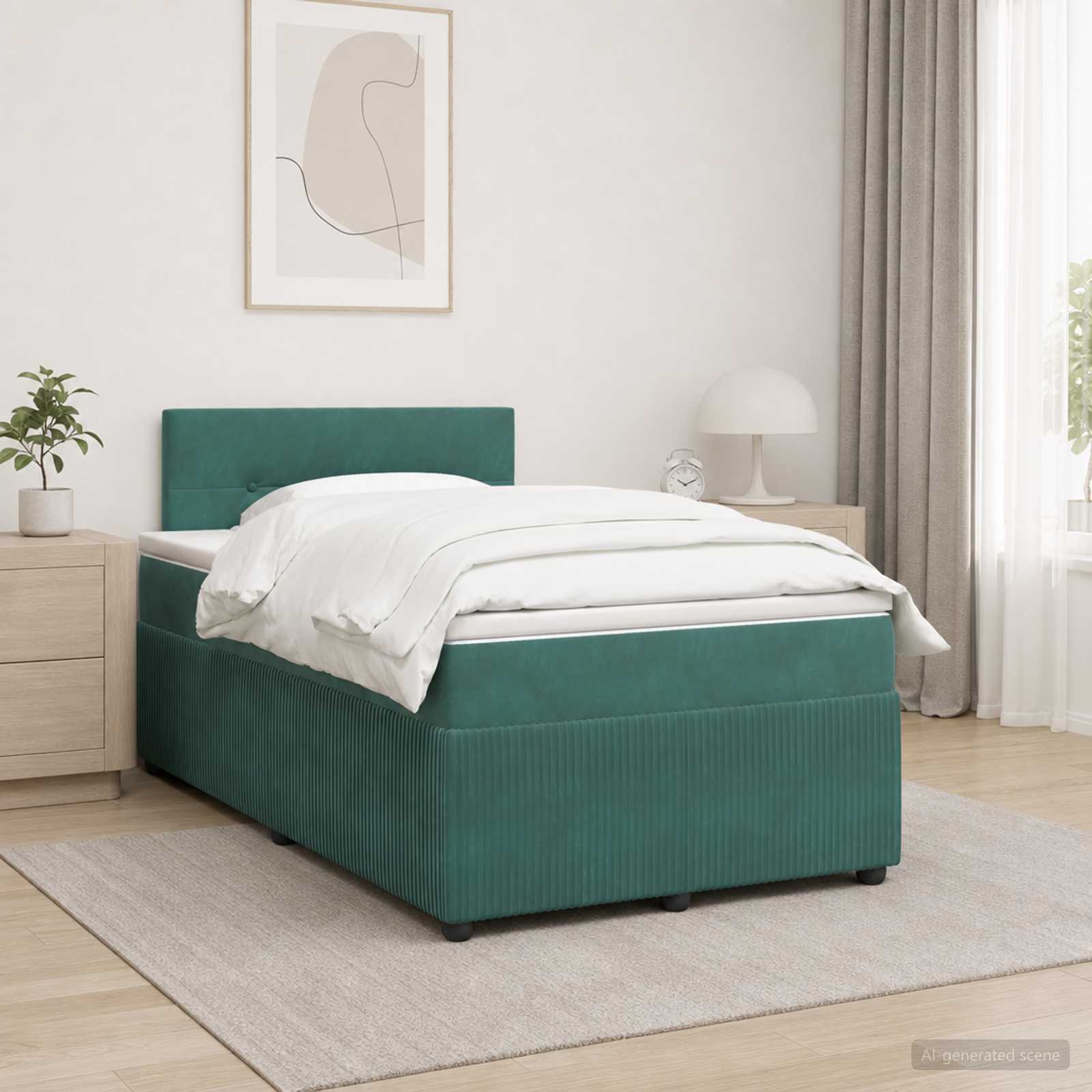 Κρεβάτι box spring με στρώμα Σκούρο Πράσινο 120 x 190 cm - Pakobazaar