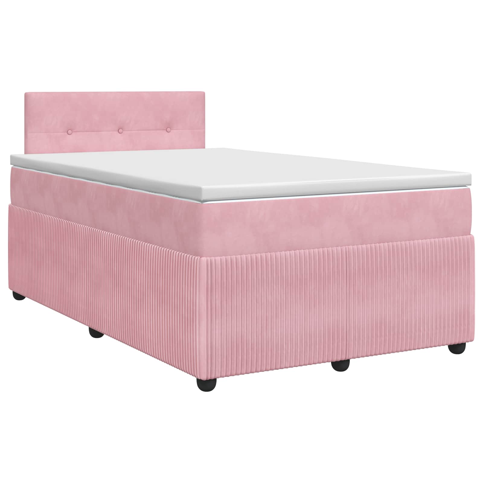 Κρεβάτι box spring με στρώμα Ροζ 120 x 190 cm Βελούδο
