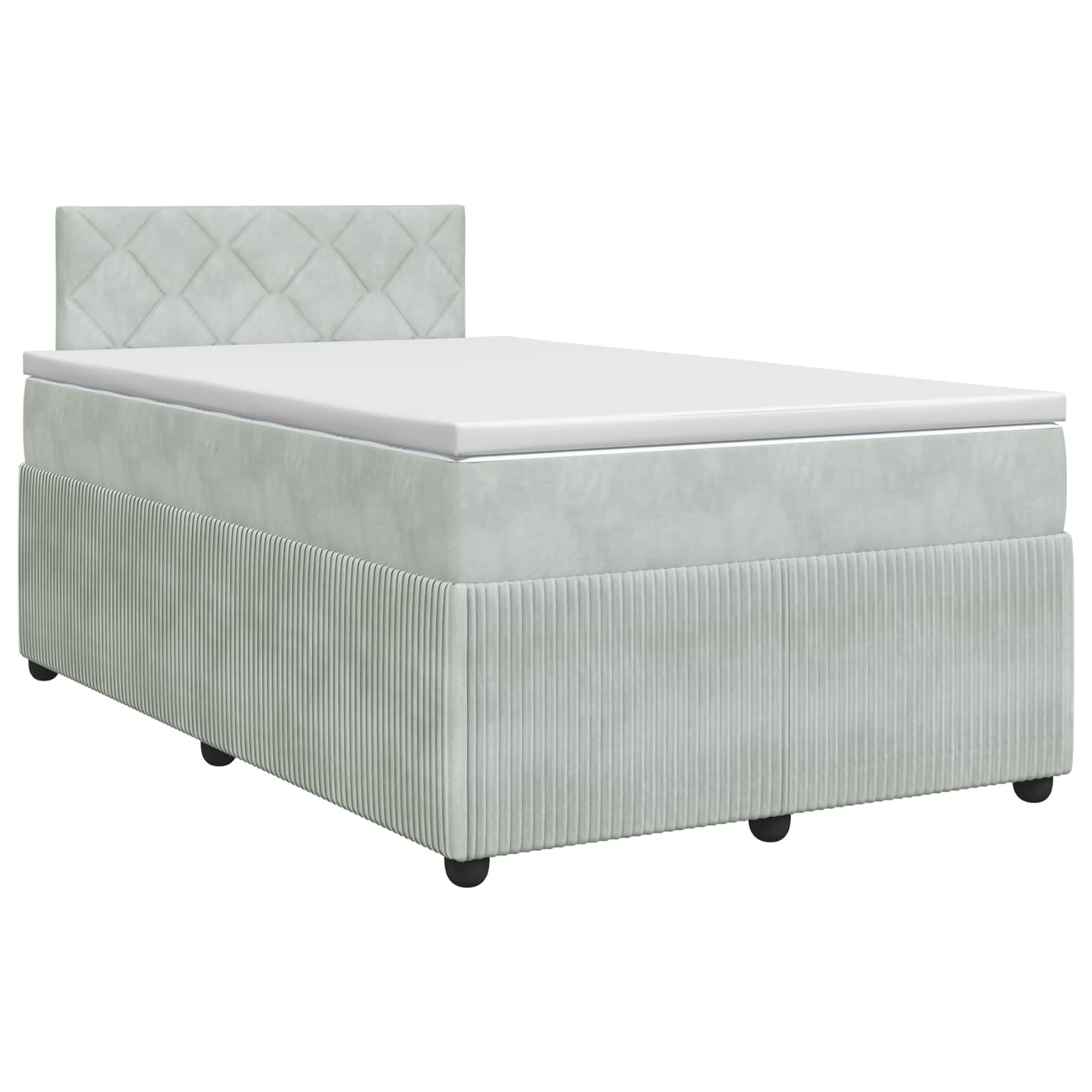 Κρεβάτι box spring με στρώμα Ανοιχτό γκρι 120 x 190 cm Βελούδο