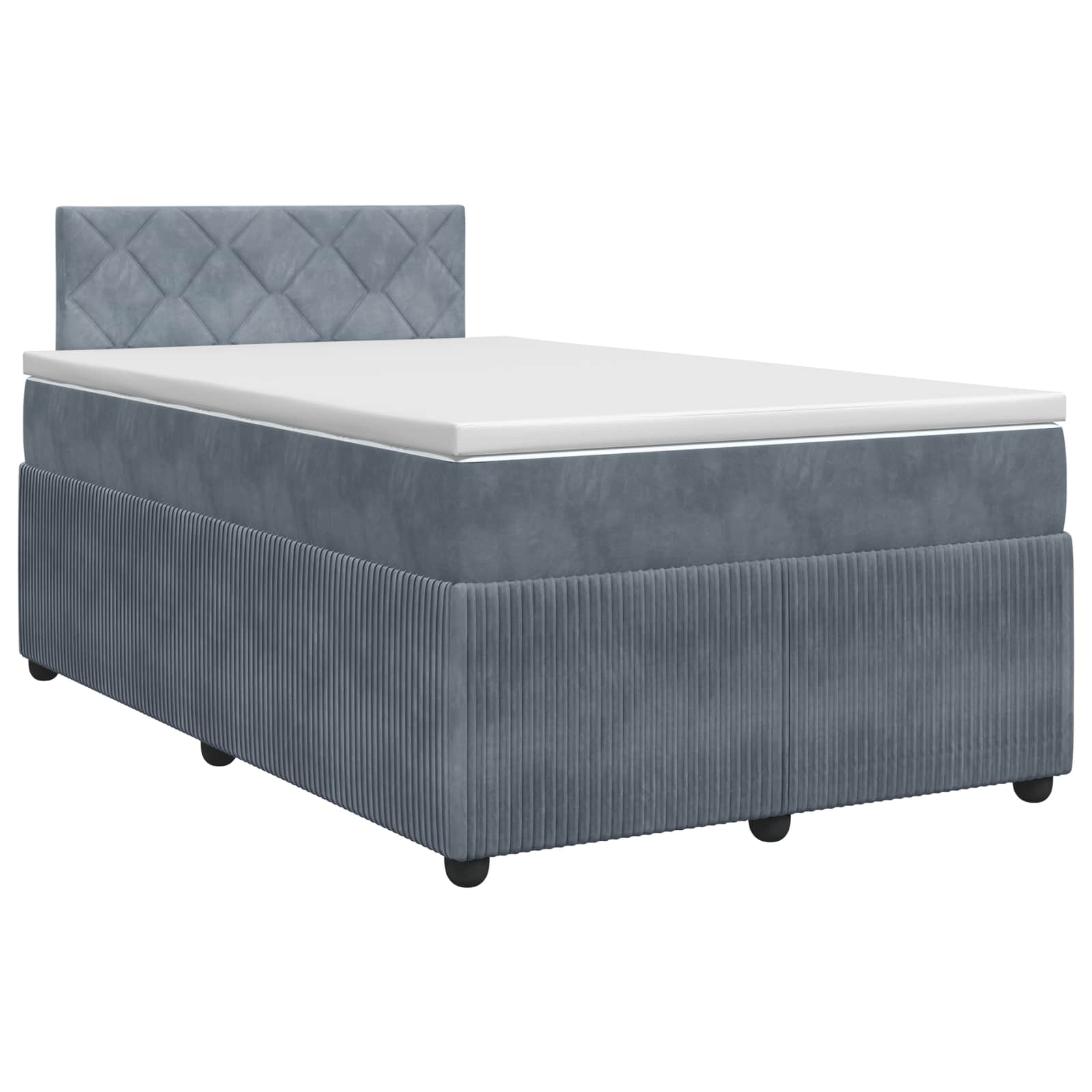 Κρεβάτι box spring με στρώμα Σκούρο Γκρι 120 x 190 cm Βελούδο - Pakobazaar