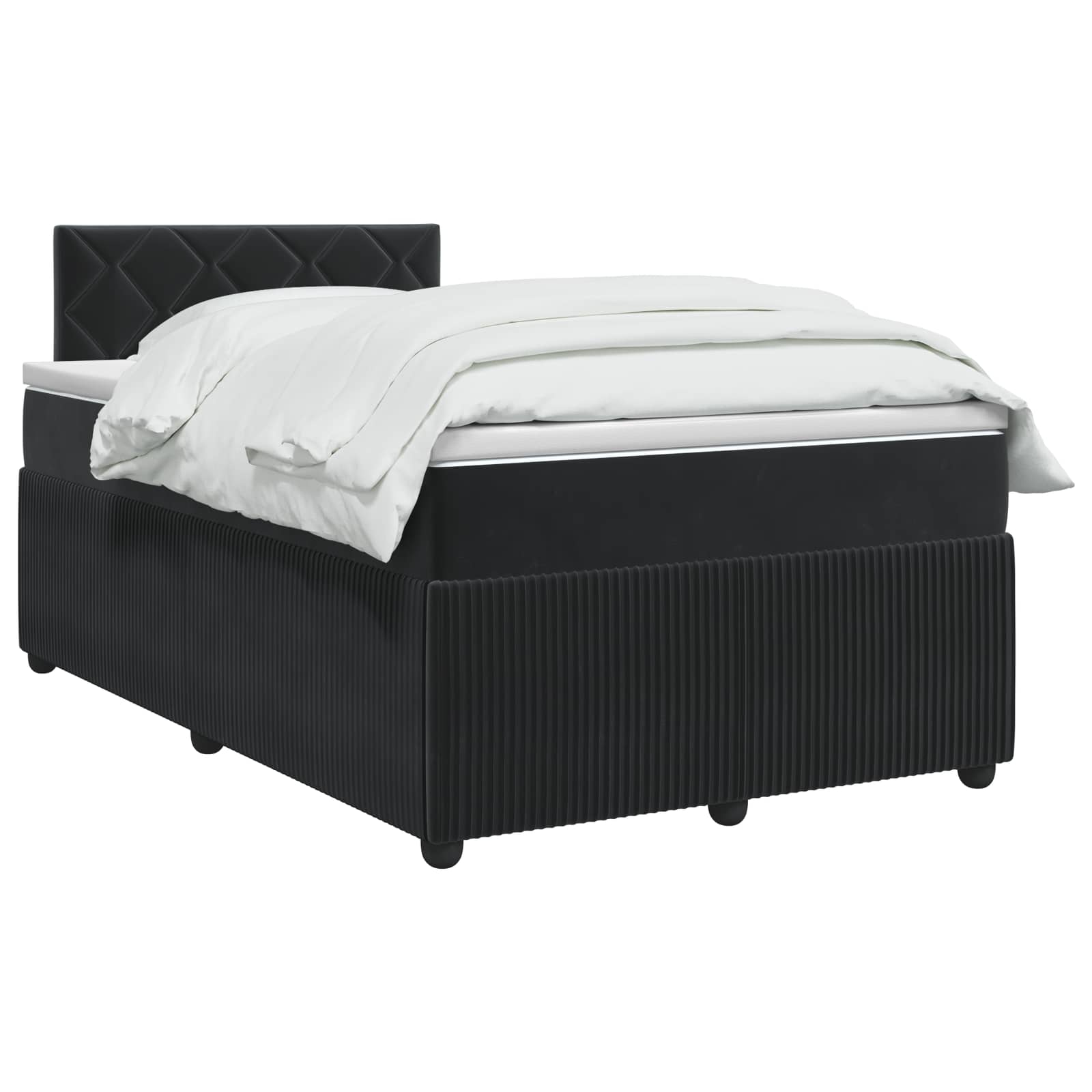 Κρεβάτι box spring με στρώμα Μαύρο 120 x 190 cm Βελούδο