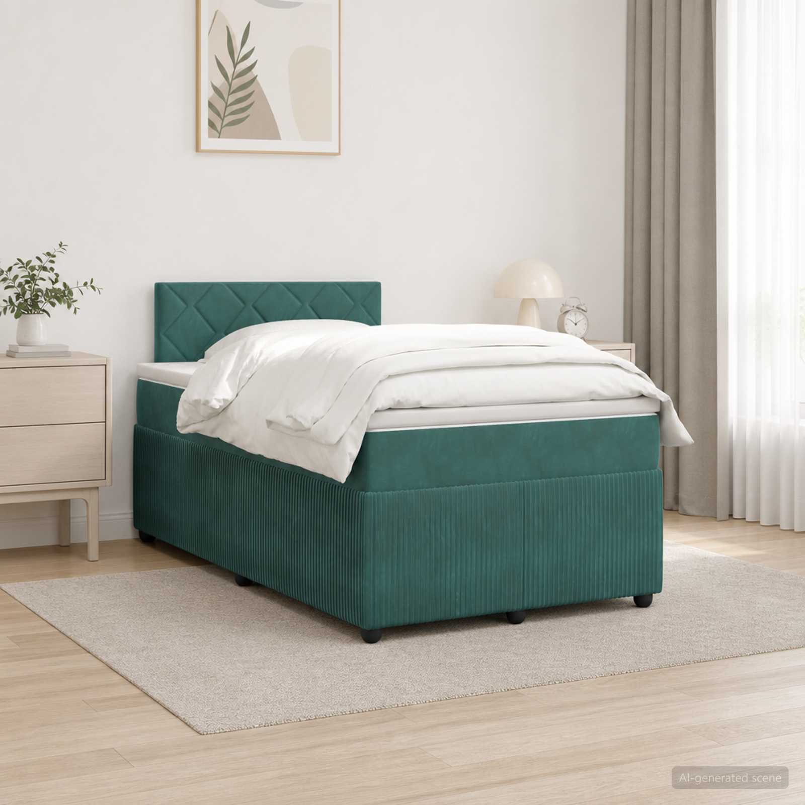 Κρεβάτι box spring με στρώμα Σκούρο Πράσινο 120 x 200 cm - Pakobazaar