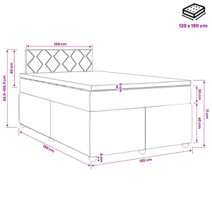 Κρεβάτι box spring με στρώμα Σκούρο Πράσινο 120 x 190 cm - Pakobazaar