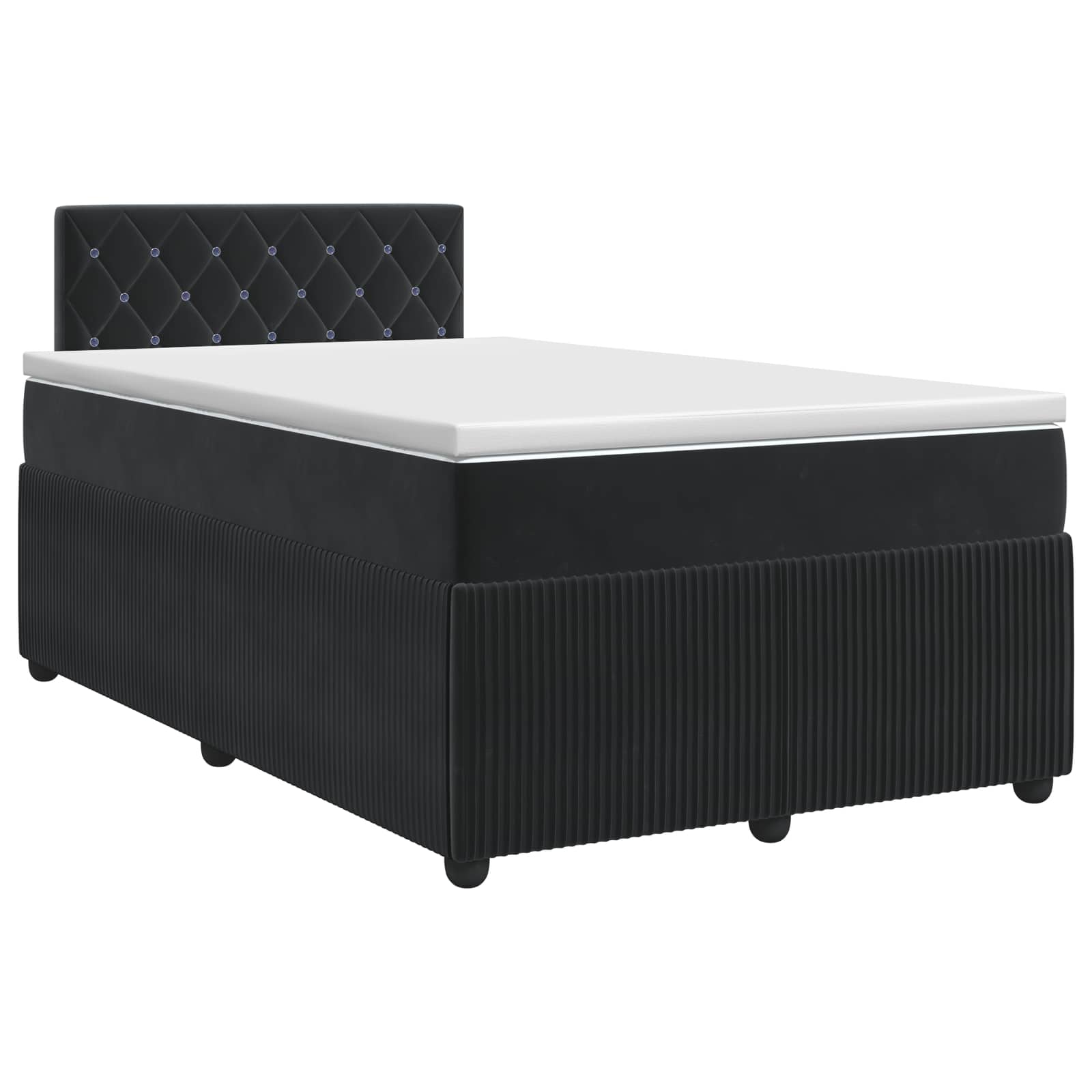 Κρεβάτι box spring με στρώμα Μαύρο 120 x 200 cm Βελούδο - Pakobazaar
