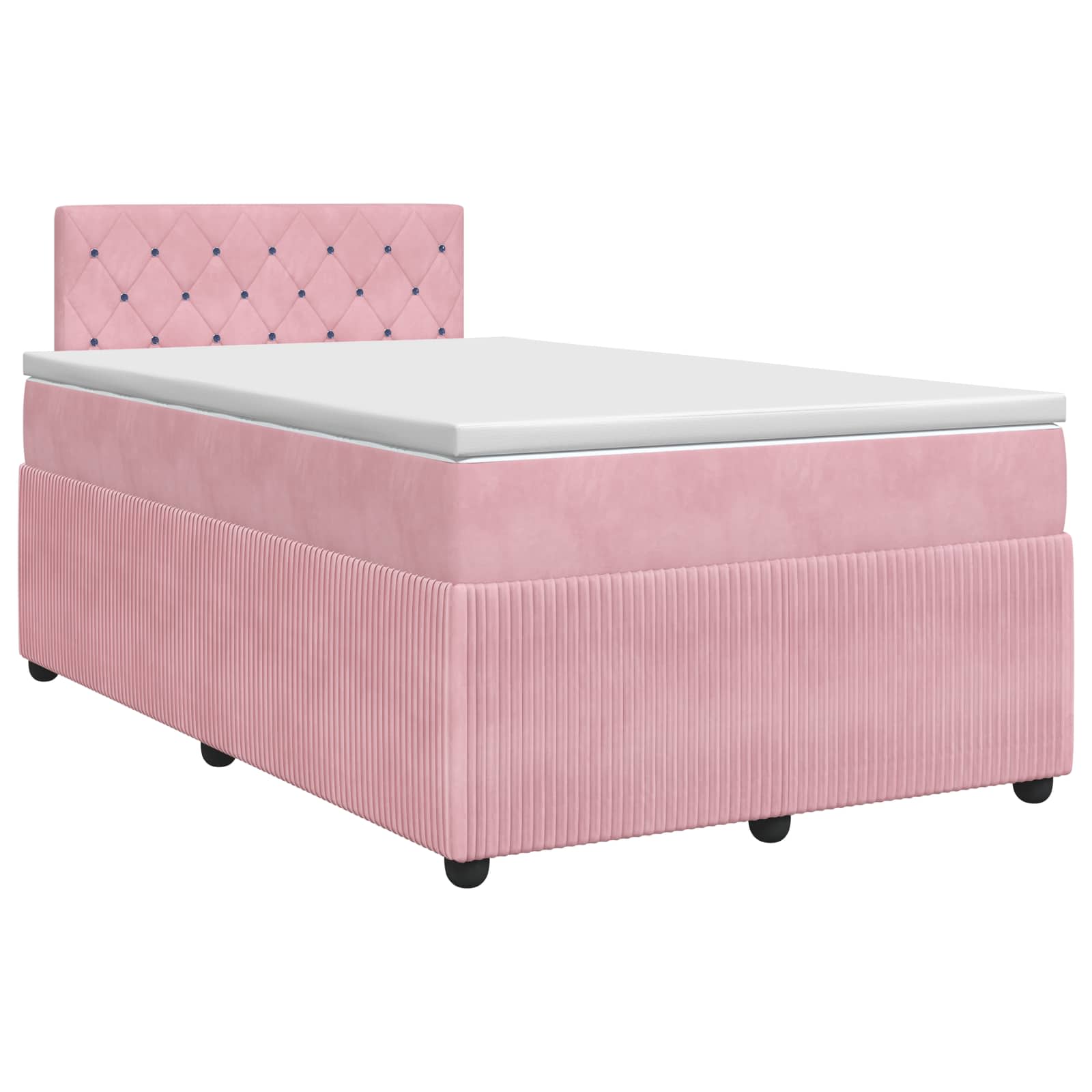 Κρεβάτι box spring με στρώμα Ροζ 120 x 200 cm Βελούδο - Pakobazaar