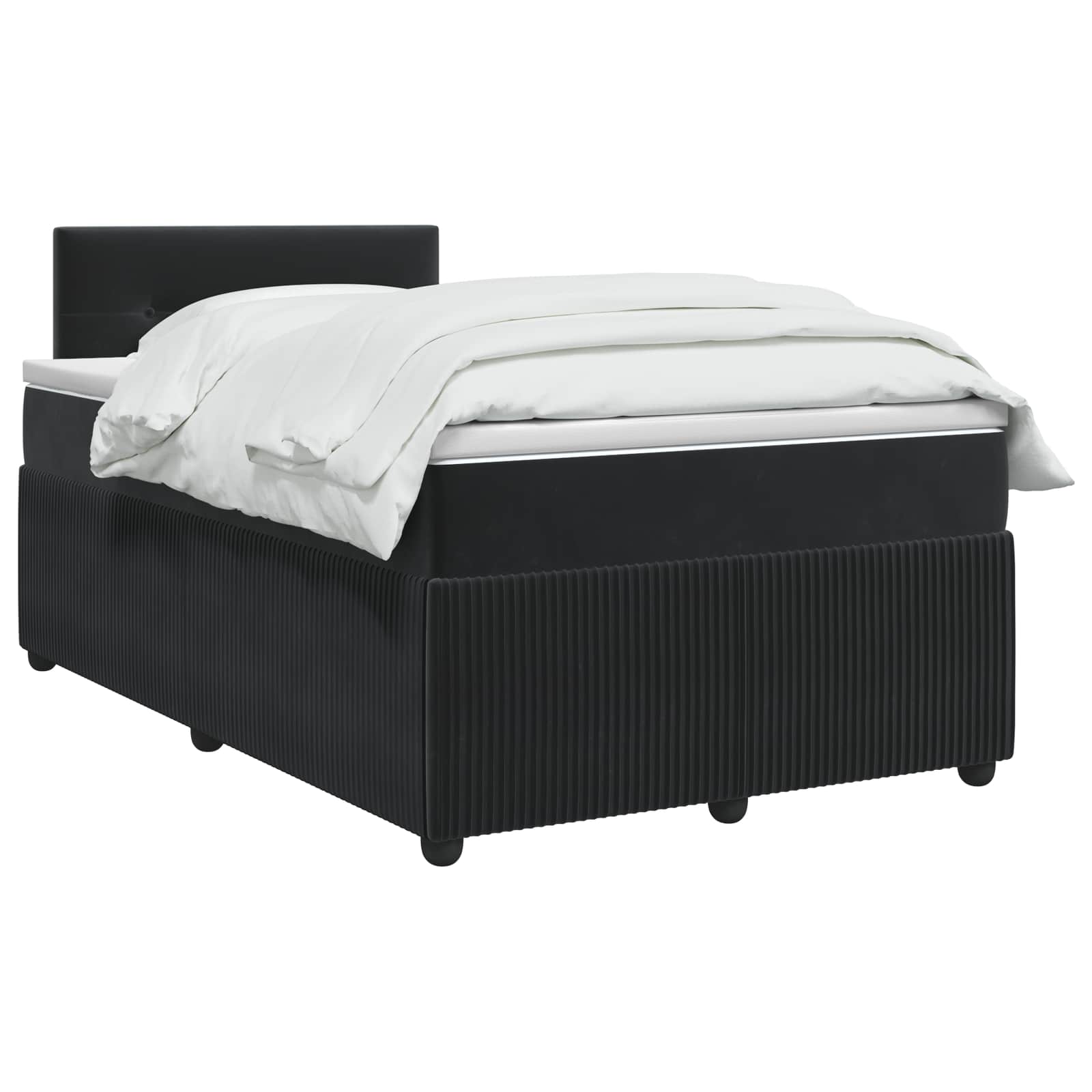 Κρεβάτι box spring με στρώμα Μαύρο 120 x 200 cm Βελούδο - Pakobazaar