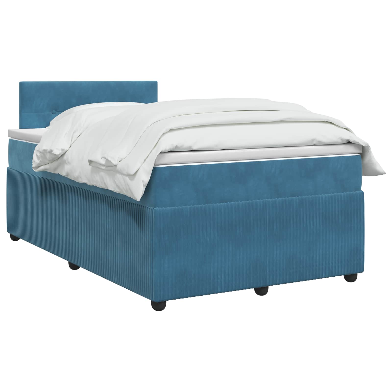Κρεβάτι box spring με στρώμα Σκούρο Μπλε 120 x 200 cm Βελούδο