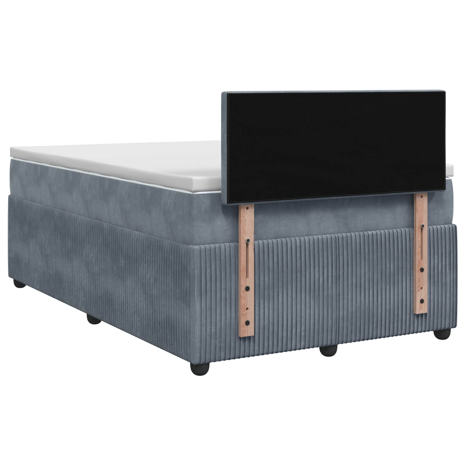 Κρεβάτι box spring με στρώμα Σκούρο Γκρι 120 x 200 cm Βελούδο - Pakobazaar