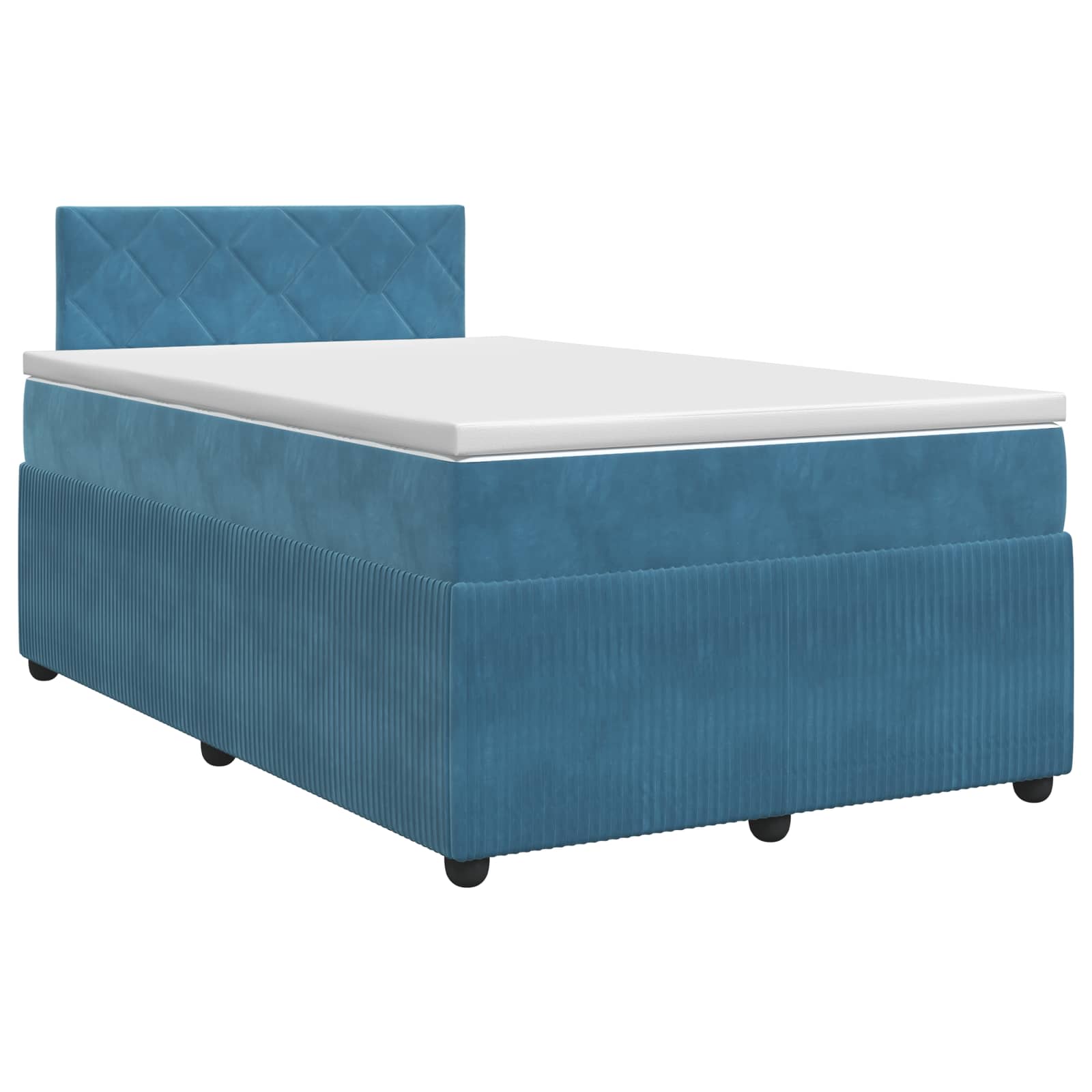 Κρεβάτι box spring με στρώμα Σκούρο Μπλε 120 x 200 cm Βελούδο - Pakobazaar