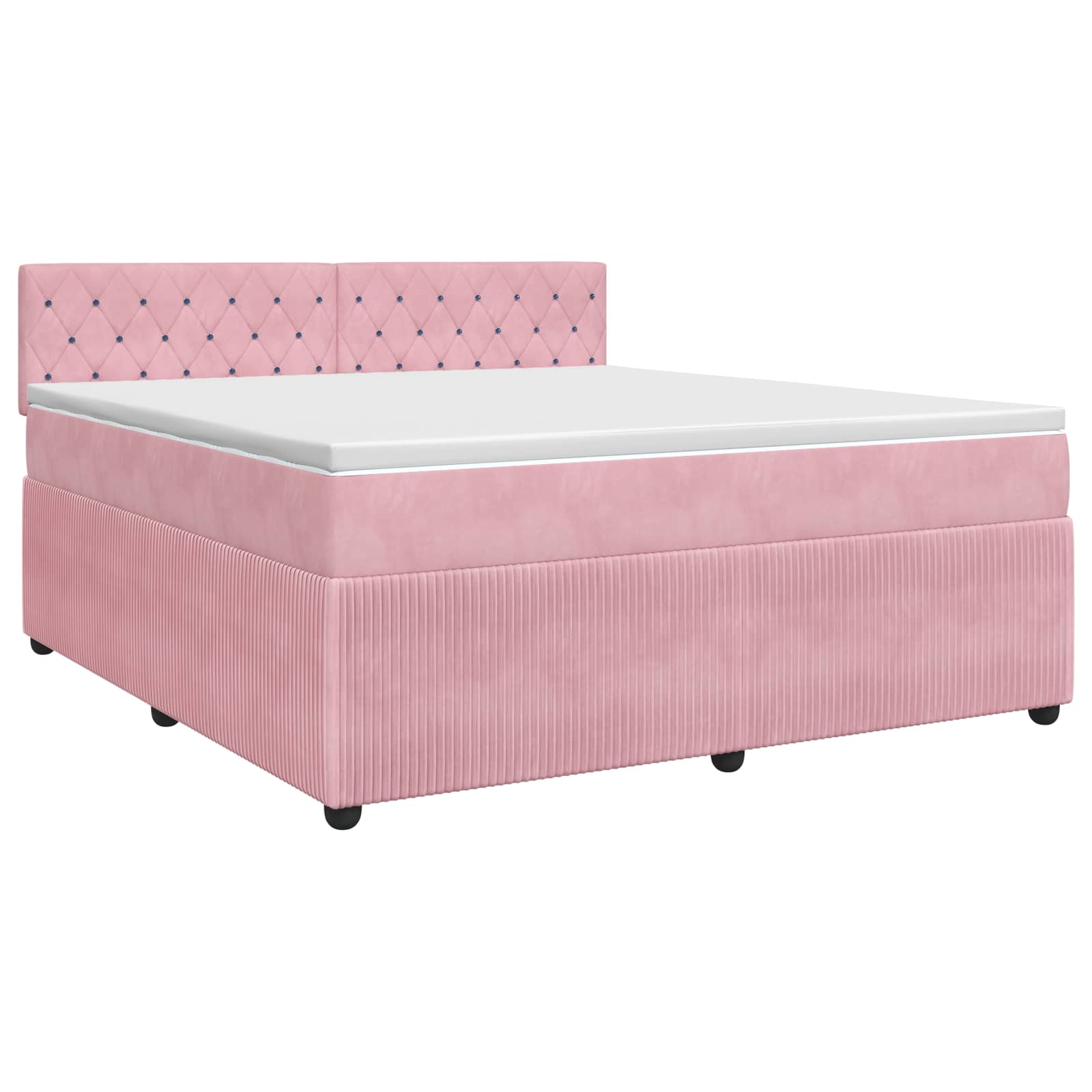 Κρεβάτι box spring με στρώμα Ροζ 140 x 190 cm Βελούδο - Pakobazaar