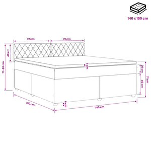 Κρεβάτι box spring με στρώμα Ροζ 140 x 190 cm Βελούδο - Pakobazaar