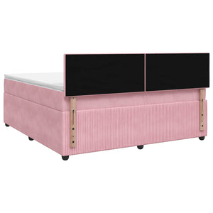 Κρεβάτι box spring με στρώμα Ροζ 140 x 200 cm Βελούδο - Pakobazaar